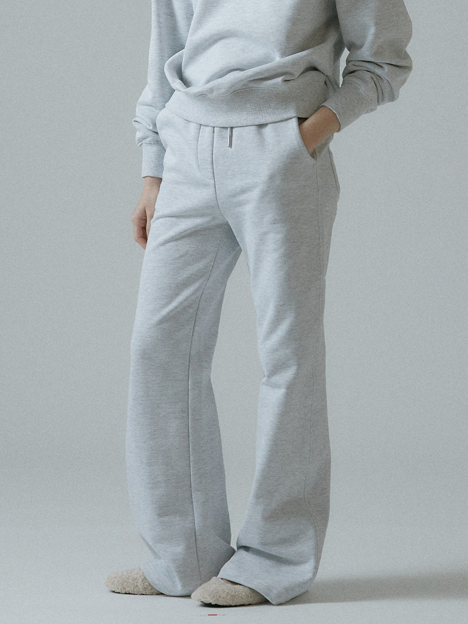 String Wide Pants-grey