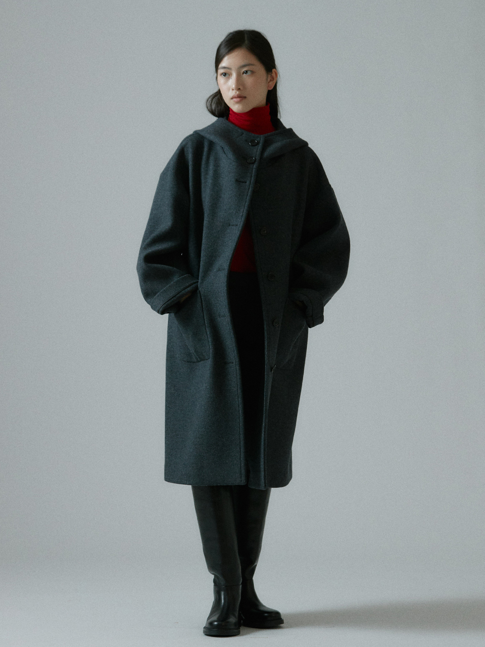 Hood  Coat-grey